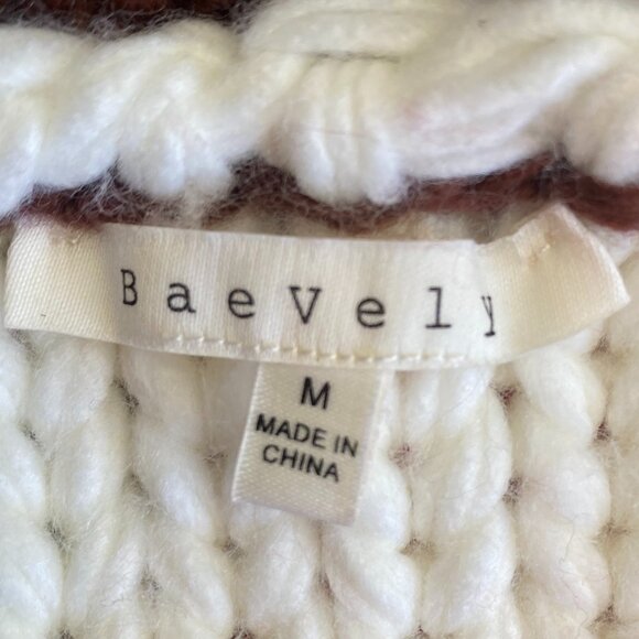 BaeVely Chunky Colorblock Sweater Cropped Y2K Retro Festival Stripes Thick-M - Picture 12 of 15